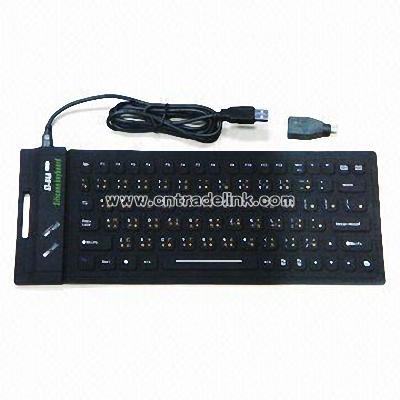 Black Wired Soft Silicone Keyboard with Flexible