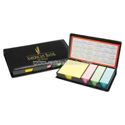 Black leather multiple sticky note pads and four full-year calendars