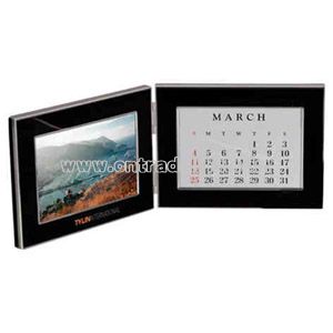 Black photo frame with chrome trims and calendar