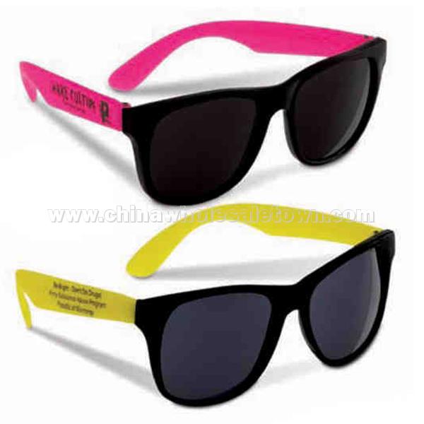 Black rubber sunglasses with temples in neon colors