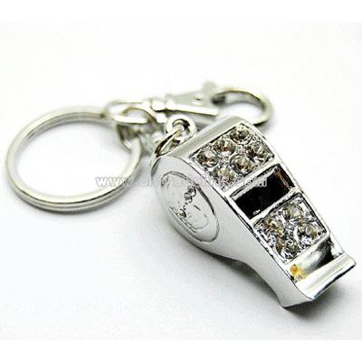 Bling Whistle Charm Keychain Purse Accessory With Clip