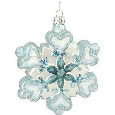 Blue And Silver Snowflake Glass Ornament