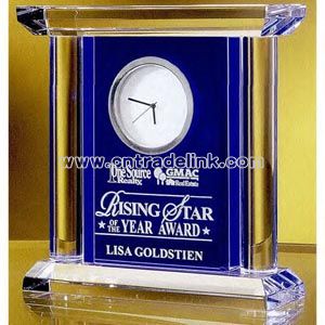 Blue/Clear Crystal Clock Award