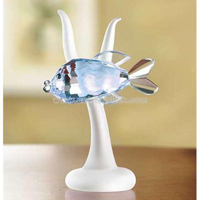 Blue Fish Crystal Cut Figurine