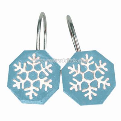 Blue Snowman Shower Curtain Hooks - Set of 12