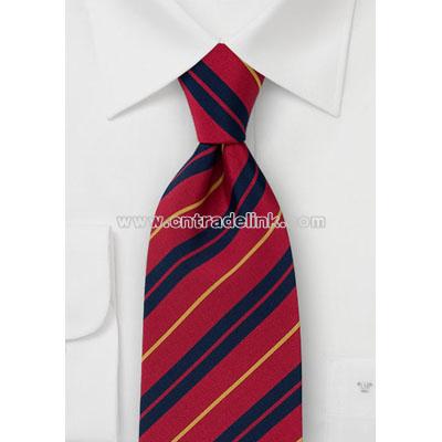 Blue and yellow stripes on red