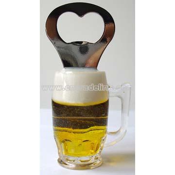 Bottle opener with liquid/oil
