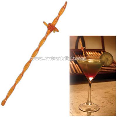 Brandy colored plastic barbed wire shape cocktail stirrer