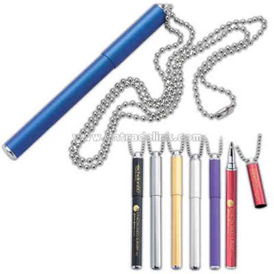 Brass magnetic cap-off mini beaded necklace chain ballpoint pen