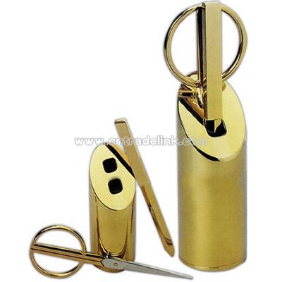 Brass scissors and letter opener set