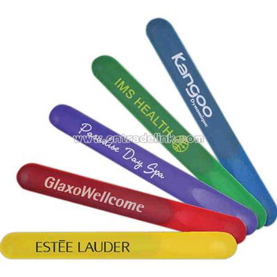 Bright colored nail file with clear protective sleeve