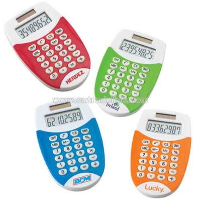 Brightly colored dual power 8-digit pocket calculator