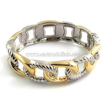Brilliant Lady's 14k Yellow White Gold Bangle Bracelet