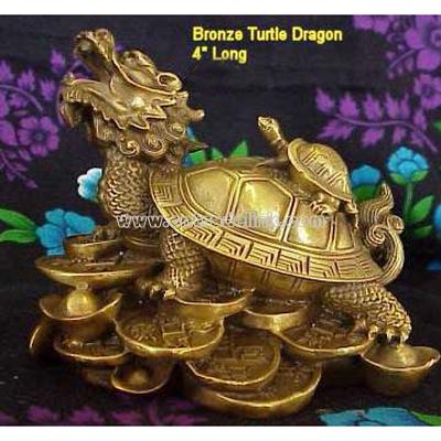 Bronze Feng Shui Turtle Dragon on Coins