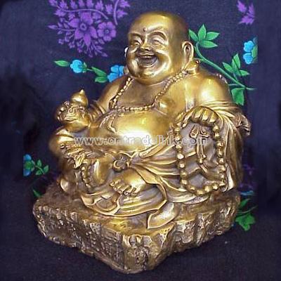 Bronze Happy Buddha Figurine Sitting