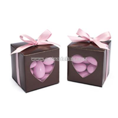 Brown Heart-shaped Window Favor Boxes
