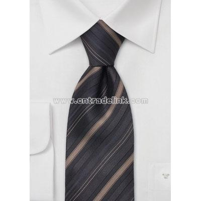 Brown striped silk tie