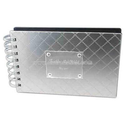 Brushed silver textured spiral photo album with quilted pattern