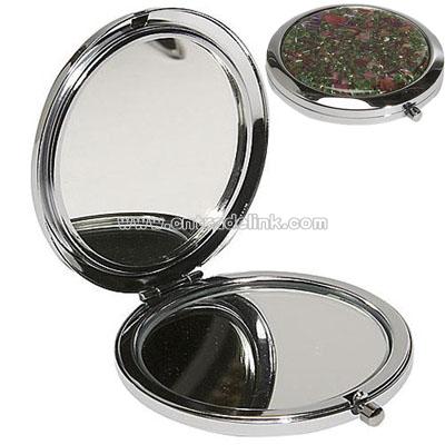 Budd Leather Mother of Pearl Compact Mirror
