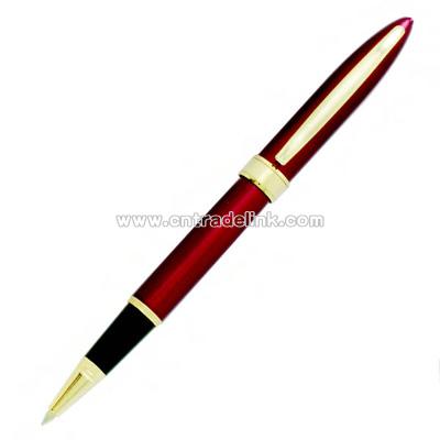 Burgundy - Roller pen with gold trim
