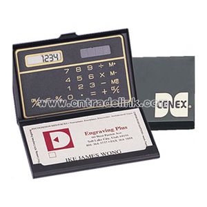 Business Card holder with solar calculator