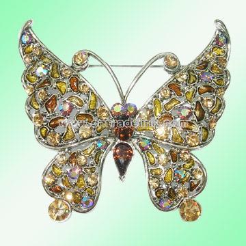 Butterfly Brooch with Czech Crystals