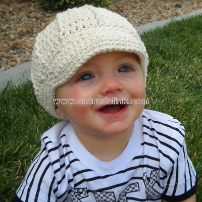 Button Eggshell Newsboy Beanie