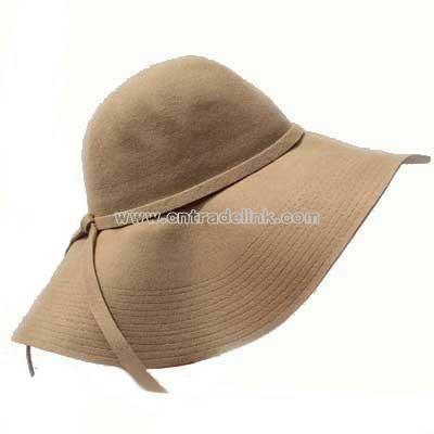 CAMEL WIDE BRIM DIVA STYLE FLOPPY HAT