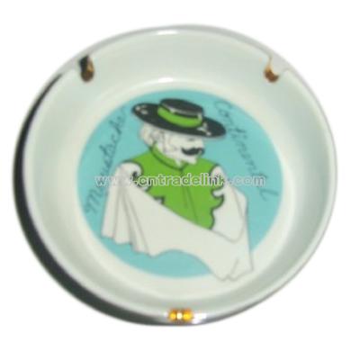 CONTINENTAL MOUSTACHE SPANISH STYLED PORCELAIN ASHTRAY