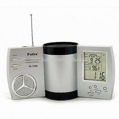 Calendar Pen Holder with Birthday Reminder and FM Radio