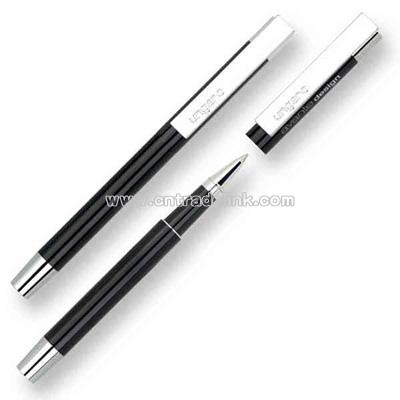 Cap-off rollerball pen with black lacquer finish