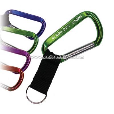 Carabiner keychain with a black polyweb strap