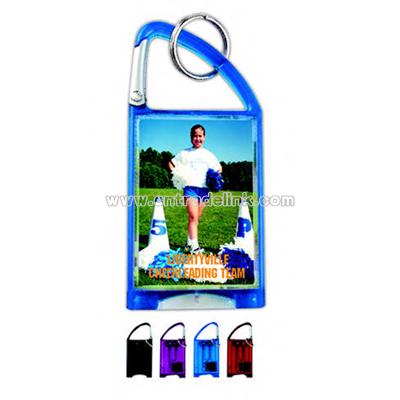 Carabiner snap in photo flashlight key tag