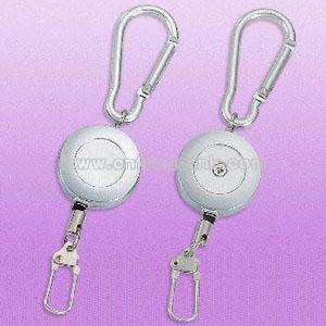 Carabiner-style Metal Badge Reel with Carabiner Hook on Top
