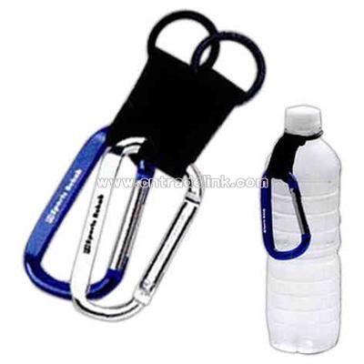 Carabiner water bottle holder with black strap