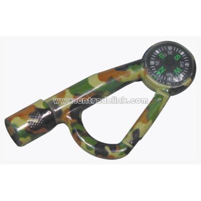 Carabiner with Flashlight and Compass