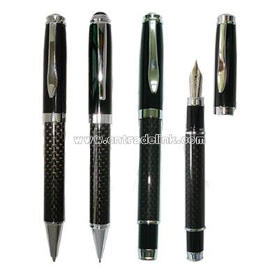 Carbon Fiber Roller Pen with Brass Upper and Carbon Fiber Lower Barrel