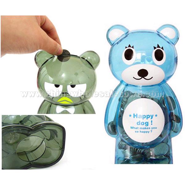 Cartoon Teddy Bear oversized transparent money bank