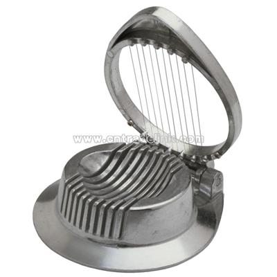 Cast aluminum egg slicer with stainless steel wire