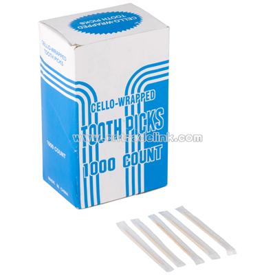 Cello wrapped plain toothpicks 12 packs of 1000