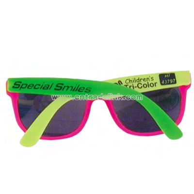 Child's tri color rubber sunglasses