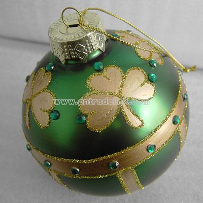 Christmas Ball - Green Color with Gold Shamrock
