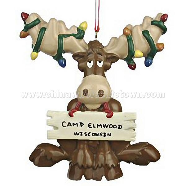 Christmas Moose with Lights - Personalized Christmas Ornament