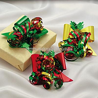 Christmas Mylar Bows Pack of 6