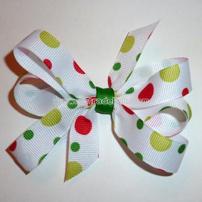 Christmas Polka-Dot Red, Green and White Bow