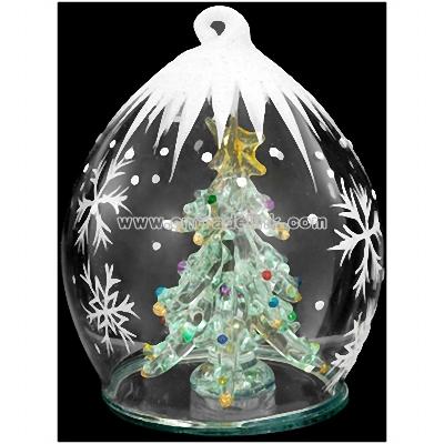 Christmas Tree In Ice Cap Spun Glass Ornament