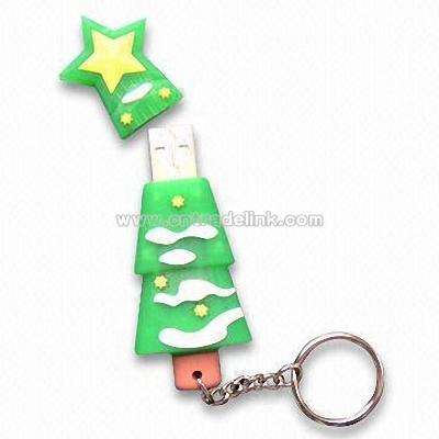 Christmas Tree USB Flash Drive with Keychain