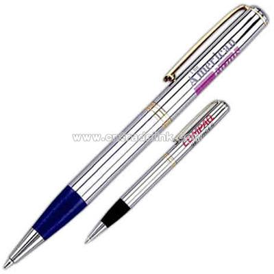 Chrome twist action ballpoint pen with grip