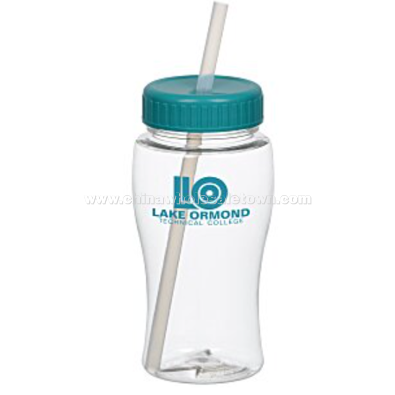 Clear Impact Poly-Pure Lite Bottle with Straw Lid - 18 oz.