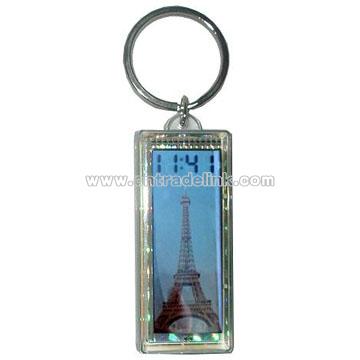 Clock LCD Solar Keychain Image Blinking